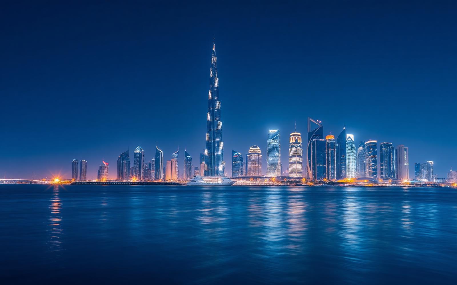 Dubai financial district at blue hour